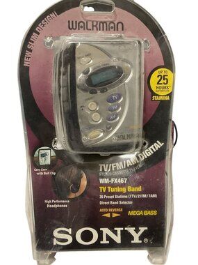 Sony Walkman WM-FX467 TV/FM/AM Digital Cass Player Auto Rev Mega Bass Open Box